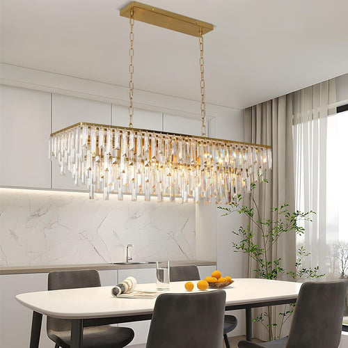 39 Inch Gold Crystal Prisms Chandelier Pendant Light-0