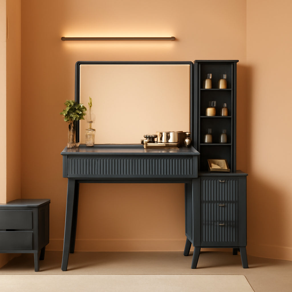 48 Inches Charcoal Grey Vanity Desk Illuminated Mirror