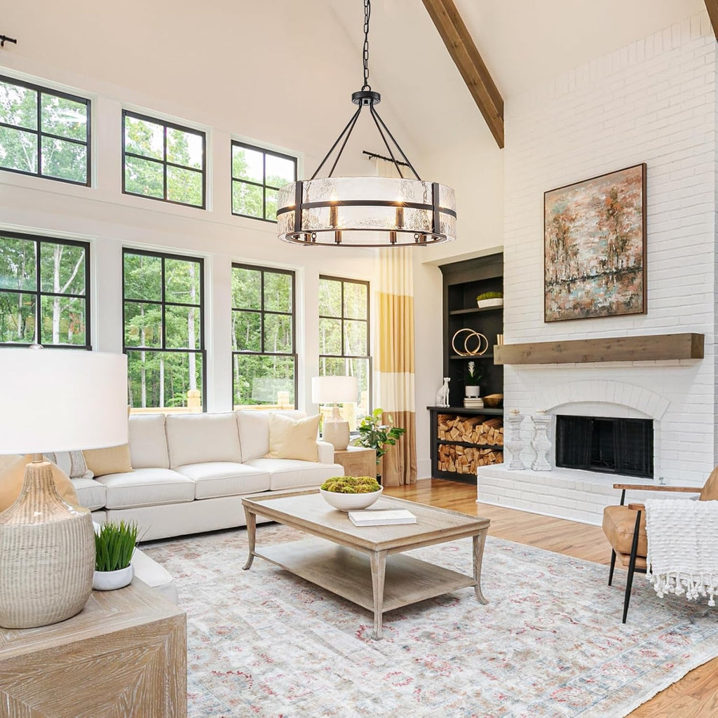 28 Inch Luxurious Black Glass Chandelier Eight Light Fixture-1