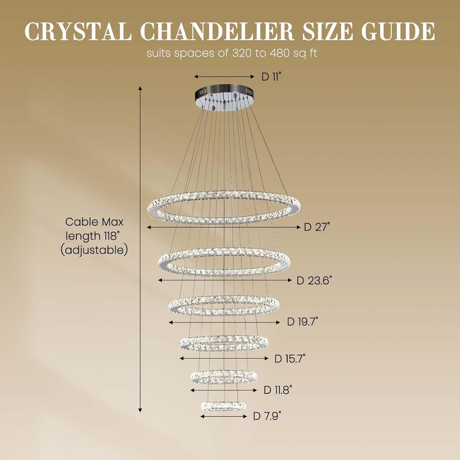 Crystal Chandelier Lighting LED Ceiling Fixture Ring-2