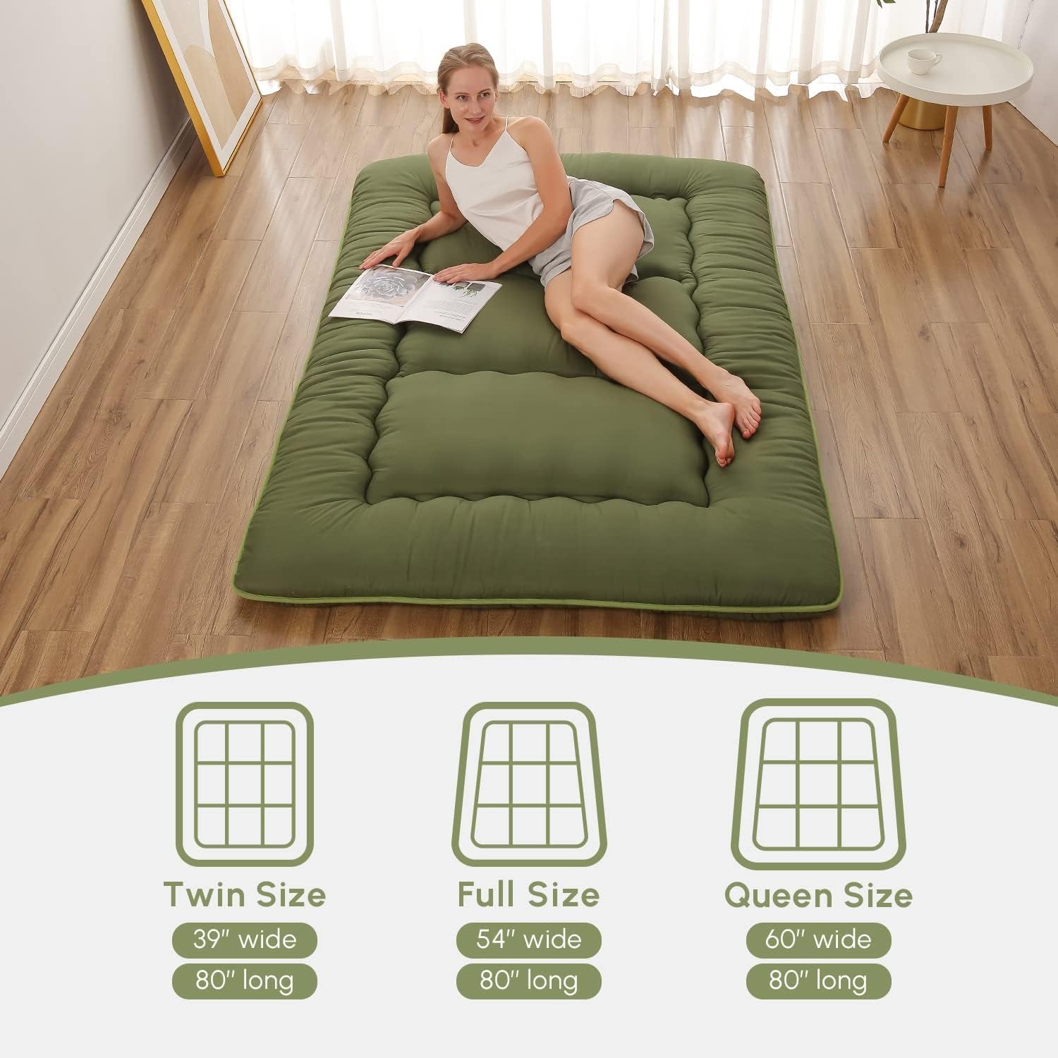 Twin Futon Mattress Portable Thick Roll-Up Floor Comfort
