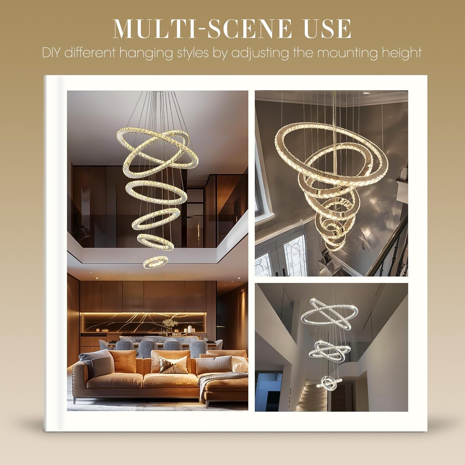 Crystal Chandelier Lighting LED Ceiling Fixture Ring-1