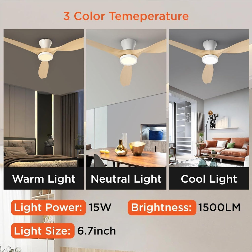 52 Inch Ceiling Fan With Light And Remote Low Profile