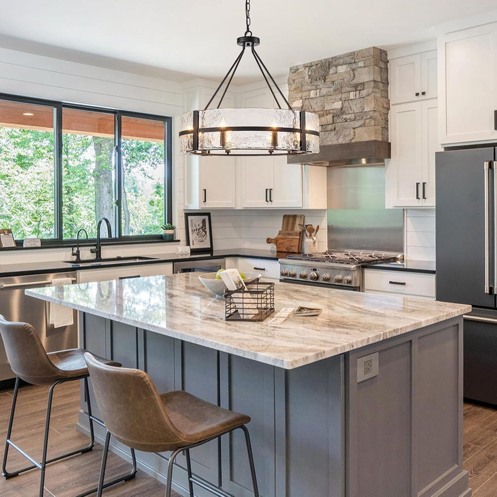 28 Inch Luxurious Black Glass Chandelier Eight Light Fixture-3