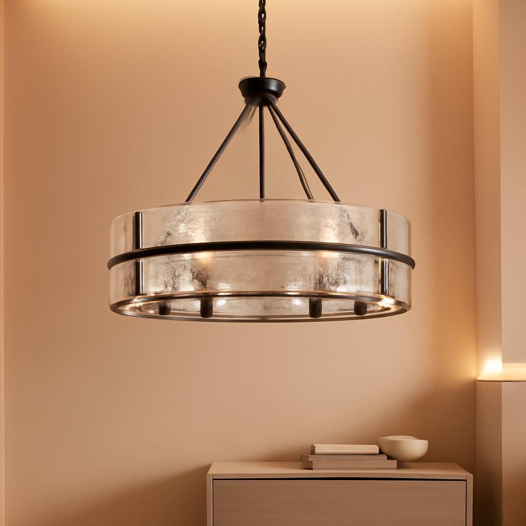 28 Inch Luxurious Black Glass Chandelier Eight Light Fixture-0