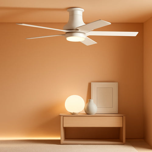 52 Inch White Ceiling Fan With Dimmable LED Lights