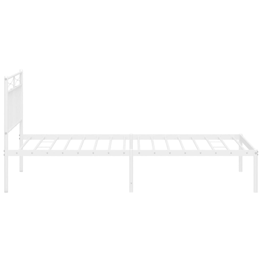 vidaXL Metal Bed Frame with Headboard White 39.4"x78.7"