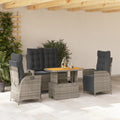 vidaXL 4 Piece Patio Dining Set with Cushions Gray Poly Rattan