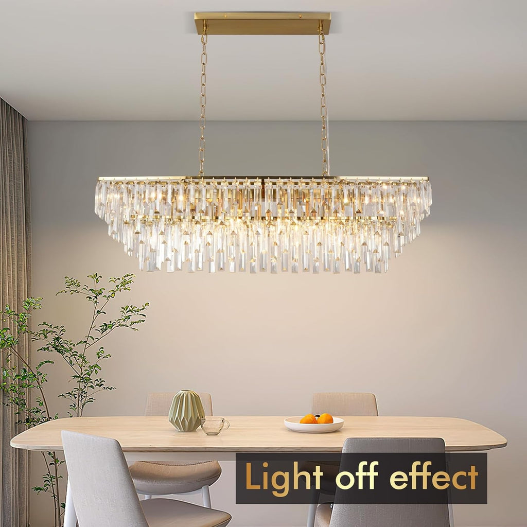 39 Inch Gold Crystal Prisms Chandelier Pendant Light-3