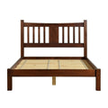 Queen size Solid Pine Wood Platform Bed Frame with Headboard in Cherry