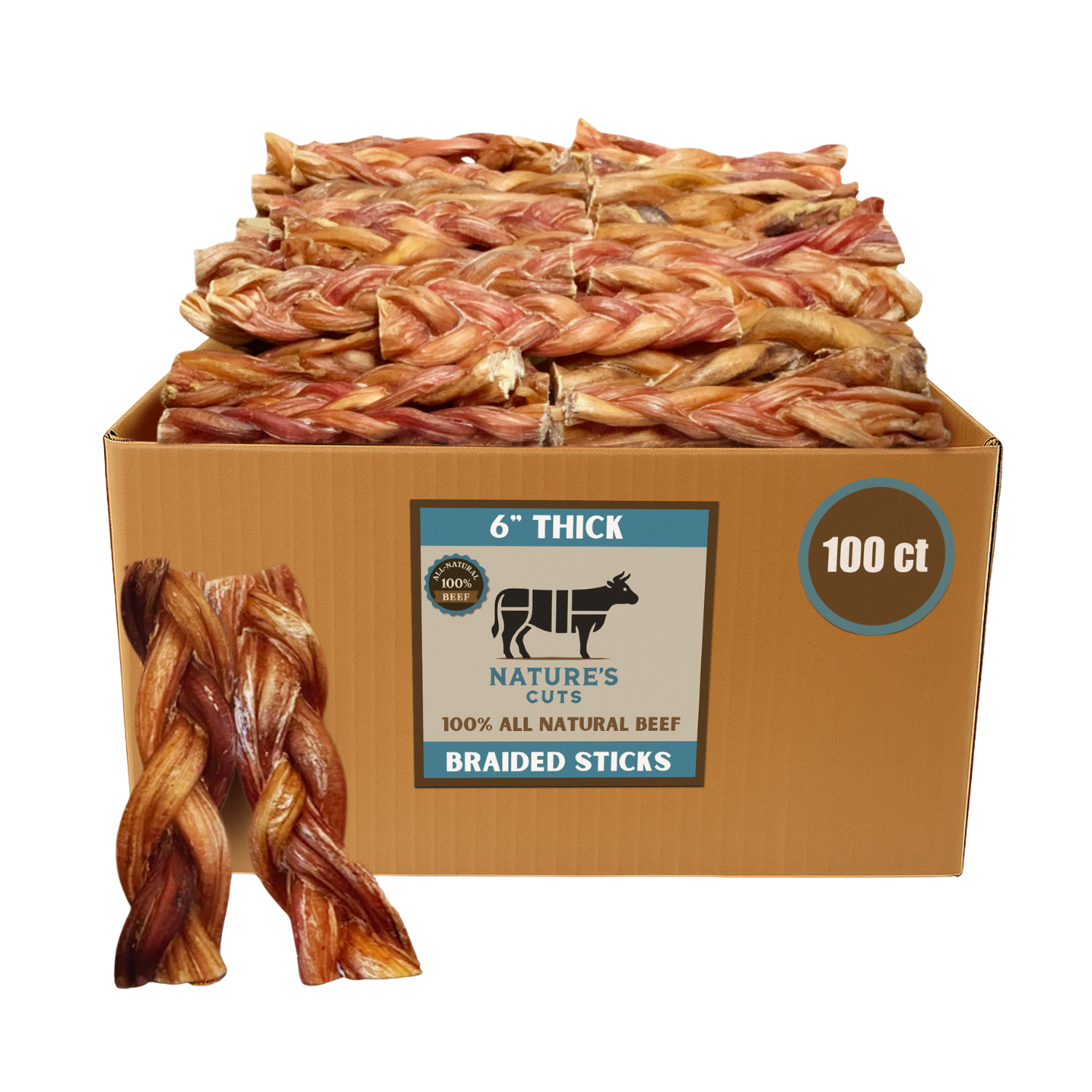 6" Thick Braided Bully Sticks-6