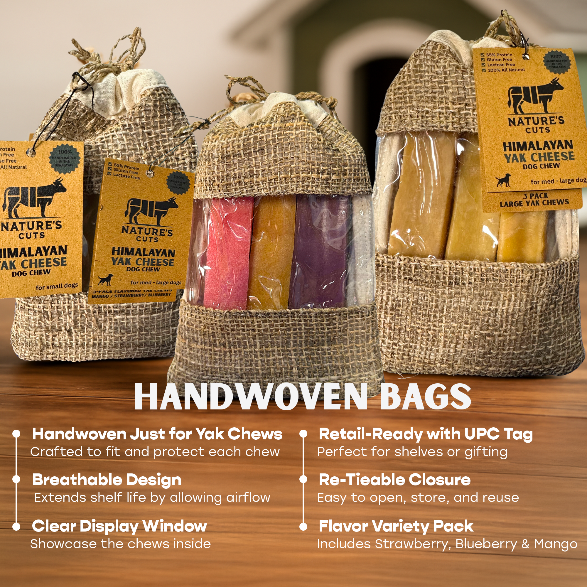 Flavored Large Yak Cheese (3 Pack) in Hand Woven Bag-2