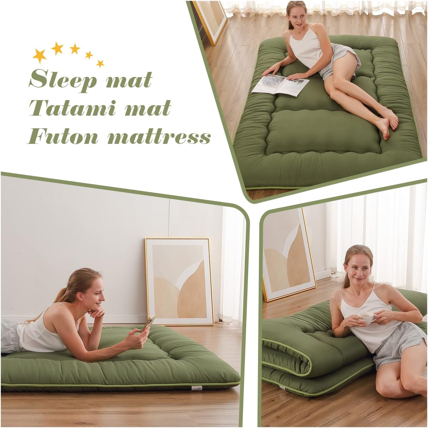 Twin Futon Mattress Portable Thick Roll-Up Floor Comfort