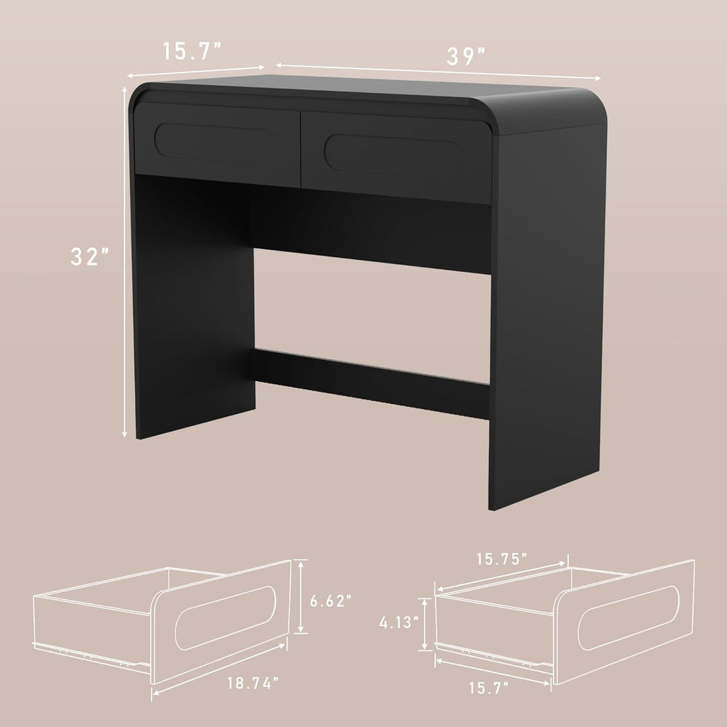 Black Vanity Desk With Advanced Organizational Storage