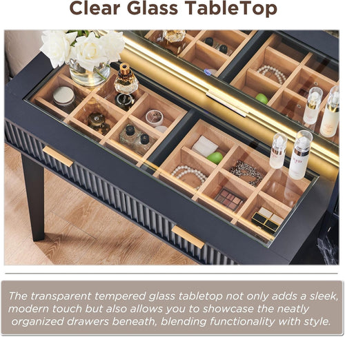 48 Inches Charcoal Grey Vanity Desk Illuminated Mirror