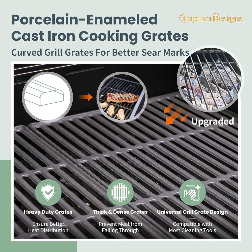 Four Burner Propane Grill Porcelain Enamel CastIron Grates