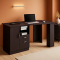 Classic Espresso Office Desk with Storage Shelves and Drawers