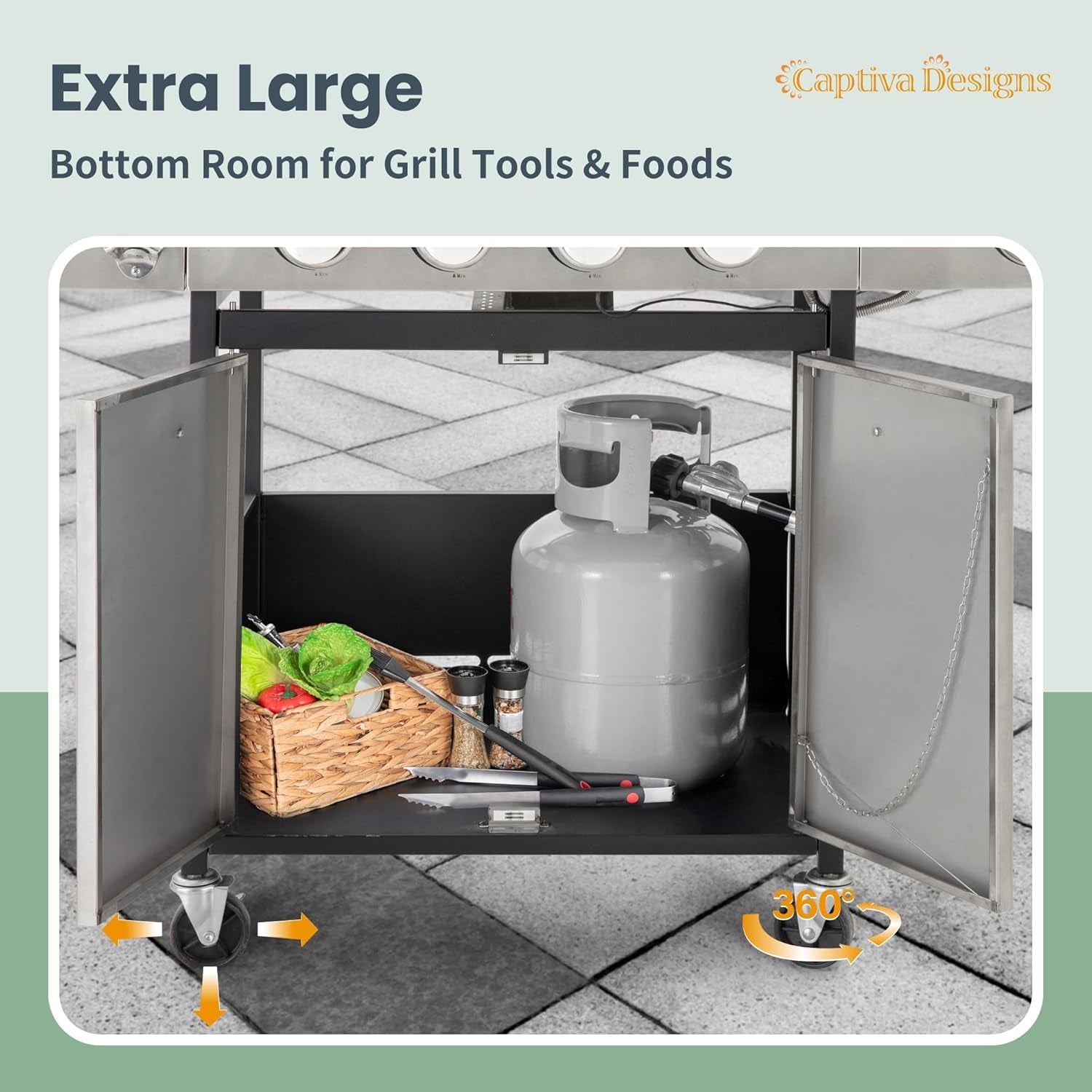 Four Burner Propane Grill Porcelain Enamel CastIron Grates